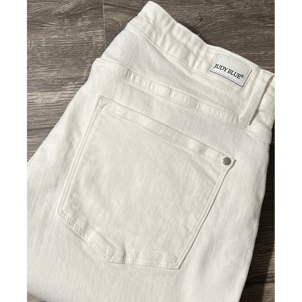 Judy Blue Tummy Control Bootcut High Rise Split Hem White Jeans SZ 20W (36x32)
